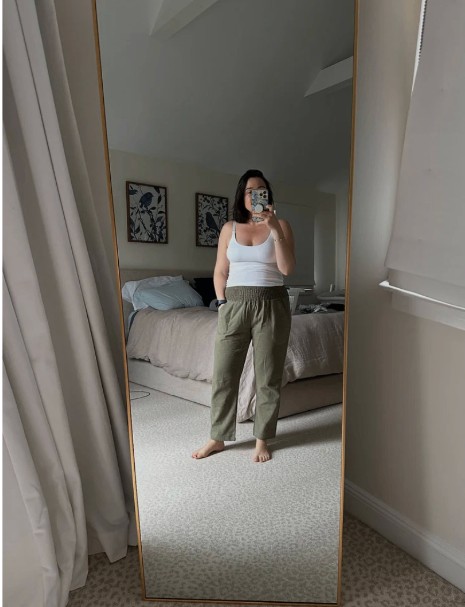 Emme transitional linen pants styled by a real customer